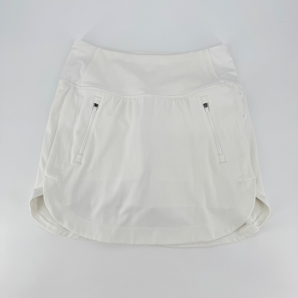 Athleta Fairway Golf Skort 16 White Small Active Tennis Skirt Zipper Pockets